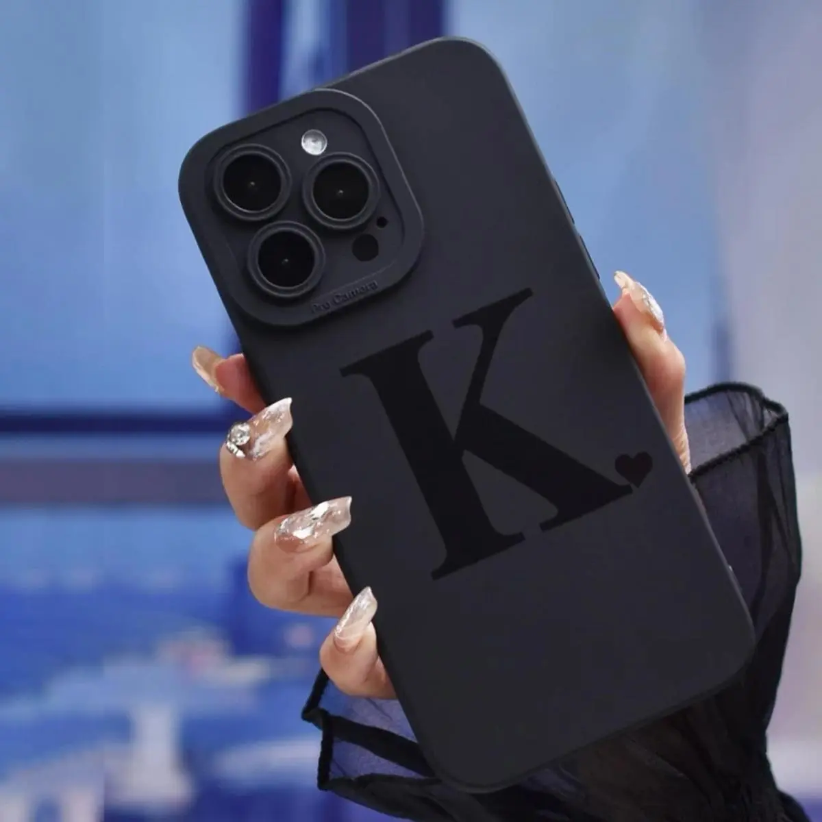 Letter K Pattern Phone Case, 1 Count Anti-fall Mobile Phone Protective Case, Shockproof Phone Cases Compatible With iPhone 16 Pro X XS MAX 11 12 13 14 15 Plus Series Case phone  case iphone 16  case