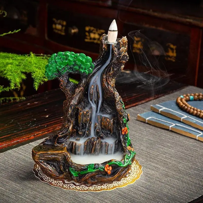 Resin Incense Burner, 1 Count Landscape Design Backflow Incense Holder, Aromatherapy Diffuser, Scent Diffuser, Herbal Diffuser, Home Decor Ornament for Living Room Bedroom Office, Home Fragrance