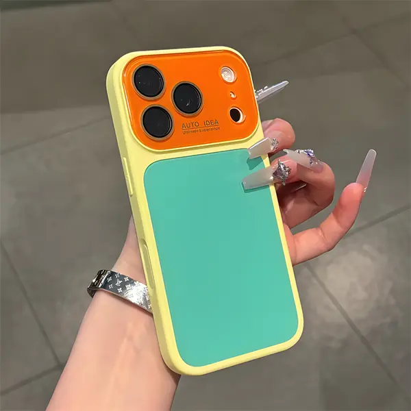 Contrast Color Aesthetic Smartphone Case for iPhone 13,14,15,16,17,17 Pro Max - Raised Full Lens Protection, Shockproof, Wear-Resistant, Chip Resistant Cell Phone Accessories