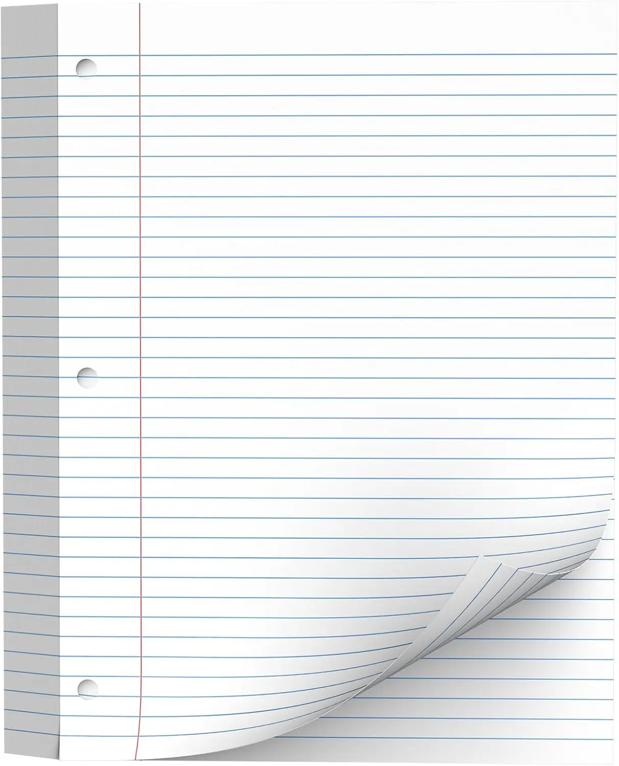 Loose Leaf Paper, 130 Sheets Non-Customized College Ruled White (8" x 10.5") - 3-Hole Pre-Punched, Perfect Fit for 3-Ring Binders, Filler Paper for School & Office Use