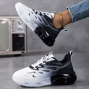 Women's air cushion gradually changing color breathable running shoes, fashionable versatile non-slip low-top casual sports shoes, wear-resistant shock-absorbing lightweight sports shoes