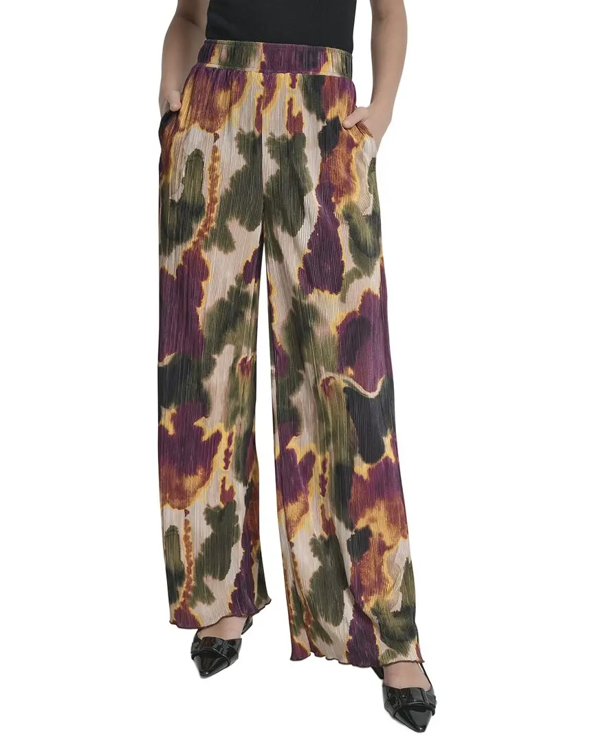 DKNY Printed Plisse Wide Leg Pant