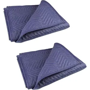 2 Heavy Duty Moving Blankets 40"x 72" Thick Quilted Packing Shipping Blankets for Furniture Wrapping, Professional Moving Supplies