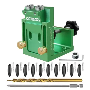 Pocket Hole Jig Kit, Adjustable Woodworking Tools, Pocket Dowel Hole Jig System Set, Woodworking Guides Joint Angle Tool, Carpentry Locator, Comprehensive Kit