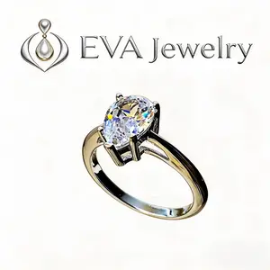 [EVA Jewelry] Pear Cut 2CT 925 Sterling Silver Synthetic Moissanite Ring Elegant Ring Solitaire Stackable Rings