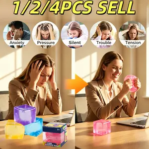 1/2/4PCS New Cube Sensory Fidget Cube Stress Relief Anxiety Tool For Focus AD-HD Office Desk Calming Gadget Gifts 5.5CM Children Ice Block Squeeze Toy Slow Rebound Pressure Relief Toy