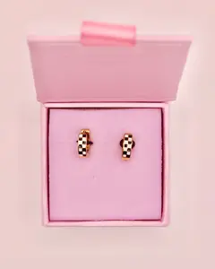 Checkered Huggie Earrings