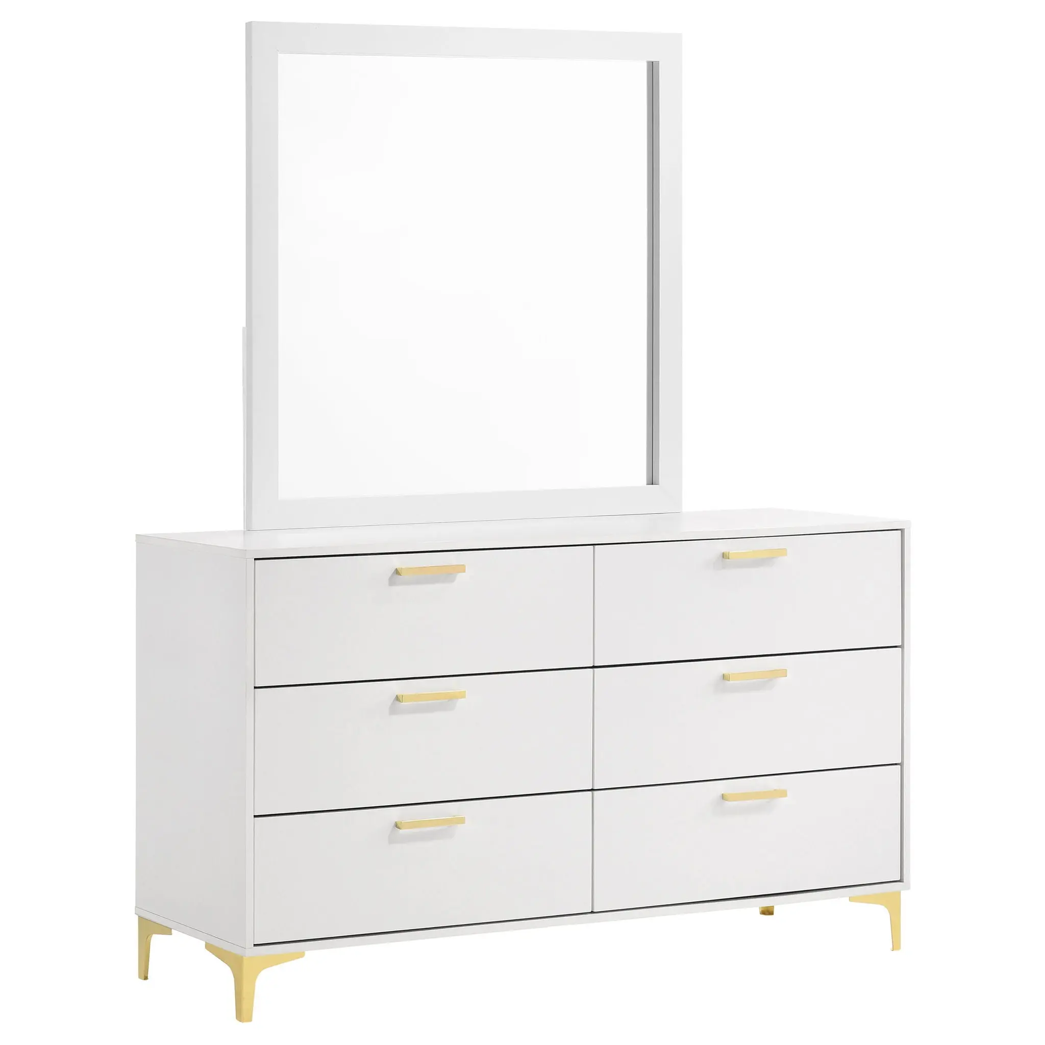 James - 6 Drawer Dresser With Mirror - White