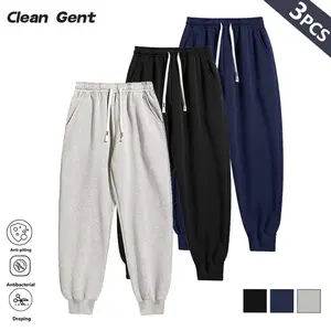 Clean Gent Men's Solid Color Jogger Pants with Drawstring Waist and Ankle Ties, Loose Fit for Casual Wear, Running, Workouts, Suitable for All Seasons, Basic Classic Sweatpants