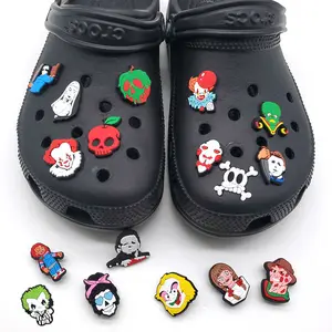 16pcs Shoe Charm Halloween Series Horror Design for Kids Gift PVC Material Footwear Decor Bridal Parent Custom Orders