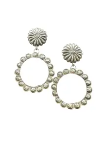 Medium Concho Cut Out Earrings – Sterling Silver Hand Stamped - Authentic Native American Handmade – Eugene Charley - Made in USA