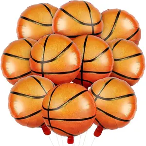 10 count 18 Inch Basketball Balloons Orange Foil  Balloons for Basketball Theme Birthday Party  Shower &  Party Decorations