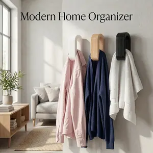 No-Drill Wall-Mounted Towel Rack, Self-Adhesive Multi-Purpose Hook, Space-Saving Modern Simple Design, Home Storage Solution, Decorative Accessory