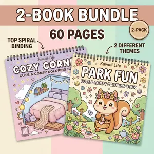 2pcs Adult Coloring Books - Park & Cozy Corner Theme, 60 Pages of Rich Content, Vibrant and Exquisite Designs for Fun and Creative Leisure | High-Quality Opaque, Super-Sensitive Paper for Beginners and Enthusiasts - Perfect Gift for Holidays & Birthdays