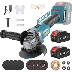 【SEESII】 Cordless Angle Grinder Kit with 2x4.0Ah Batteries, 10000RPM Brushless Electric Metal Grinder w/ 4-1/2" Cutting Wheel, Flap Wheel, and Wool Carving Wheel for Precision Cutting & Grinding