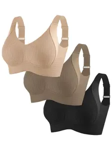 Women's Wireless Bra Underwear Set, Comfortable V-Neck Design, Breathable Fabric, Medium Support, Casual Fit, All Seasons Wear