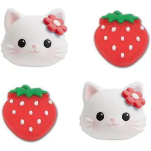 X-PCS11  Switch Thumb Grips Caps, Cute Kitty Joystick Caps for Nintendo Switch Lite/OLED 4 PCS Thumbstick Cover, Analog Stick Button Cover for NS Joycon Controller Accessories,Strawberry