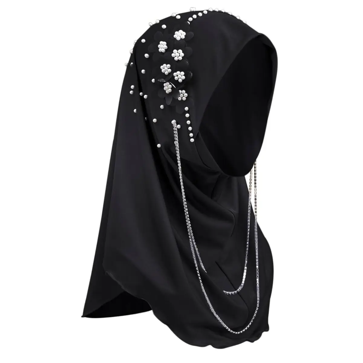 Women’s One Piece Soft Hijab – Long Muslim Turban Full Coverage Islamic Head Scarf - Black