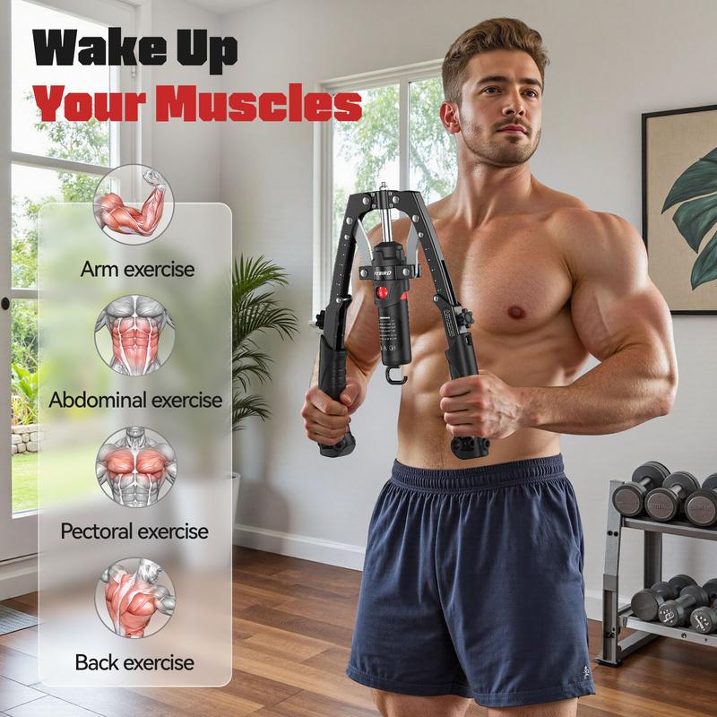 FLYBIRD Chest & Arm Twister with Flex Core Trainer - 15-Level Hydraulic Power Chest Press Machine (22-440lb) for Upper Body, Portable Resistance Home Fitness Equipment Outdoorfun #Christmasgift