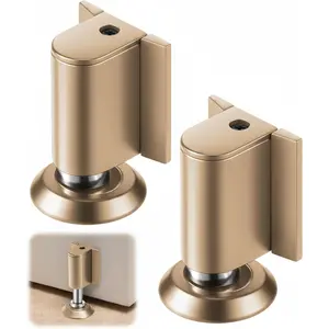 2 Pack Adjustable  Door Stoppers, Drilled Mount or No Drill Invisible Doorstops for Inside Door with Installation Screws and Adhesive Stickers, Protects Wall from  ()
