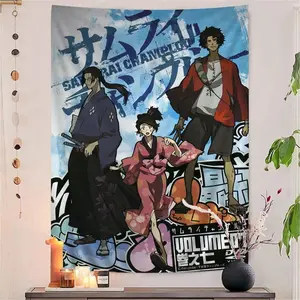 Samurai Champloo Anime Tapestry Flag Wall Hanging With Art Home Decorations Durable Lightweight Washable  For Living Room Bedroom Festival Gift Dorm Decor Flags Poster