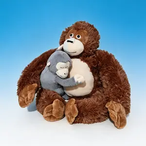 Mother & Baby Orangutan Plush Toy Set - 13-In Soft Monkey Stuffed Animal Duo, Cute Jungle Animal Gift for Kids