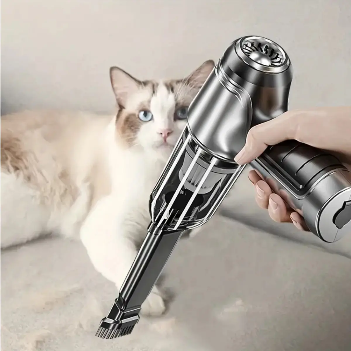 Cordless Rechargeable Compact Handheld Mini Vacuum Cleaner, Transparent Detachable Design for Car Interior Care & Pet Hair Removal