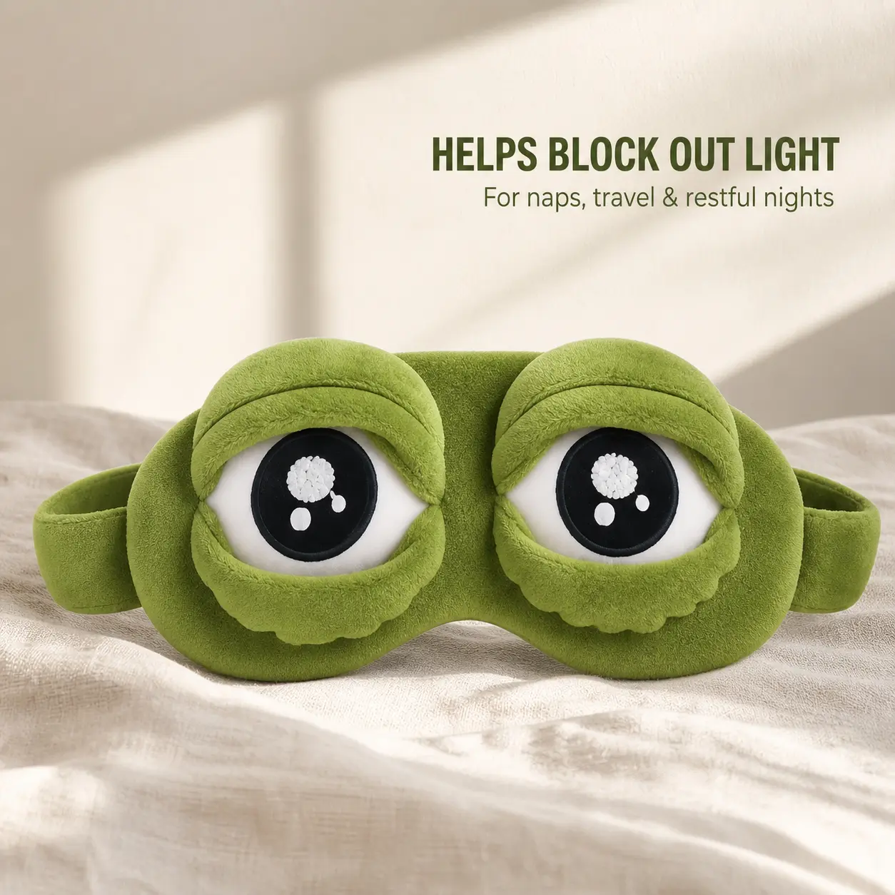 Back to School Funny 3D Frog Sleepmask for Adults & Kids, Soft Comfortable Eye Cover with Total Blackout for Travel & Napping, Eye Masks, Quirky Gifts