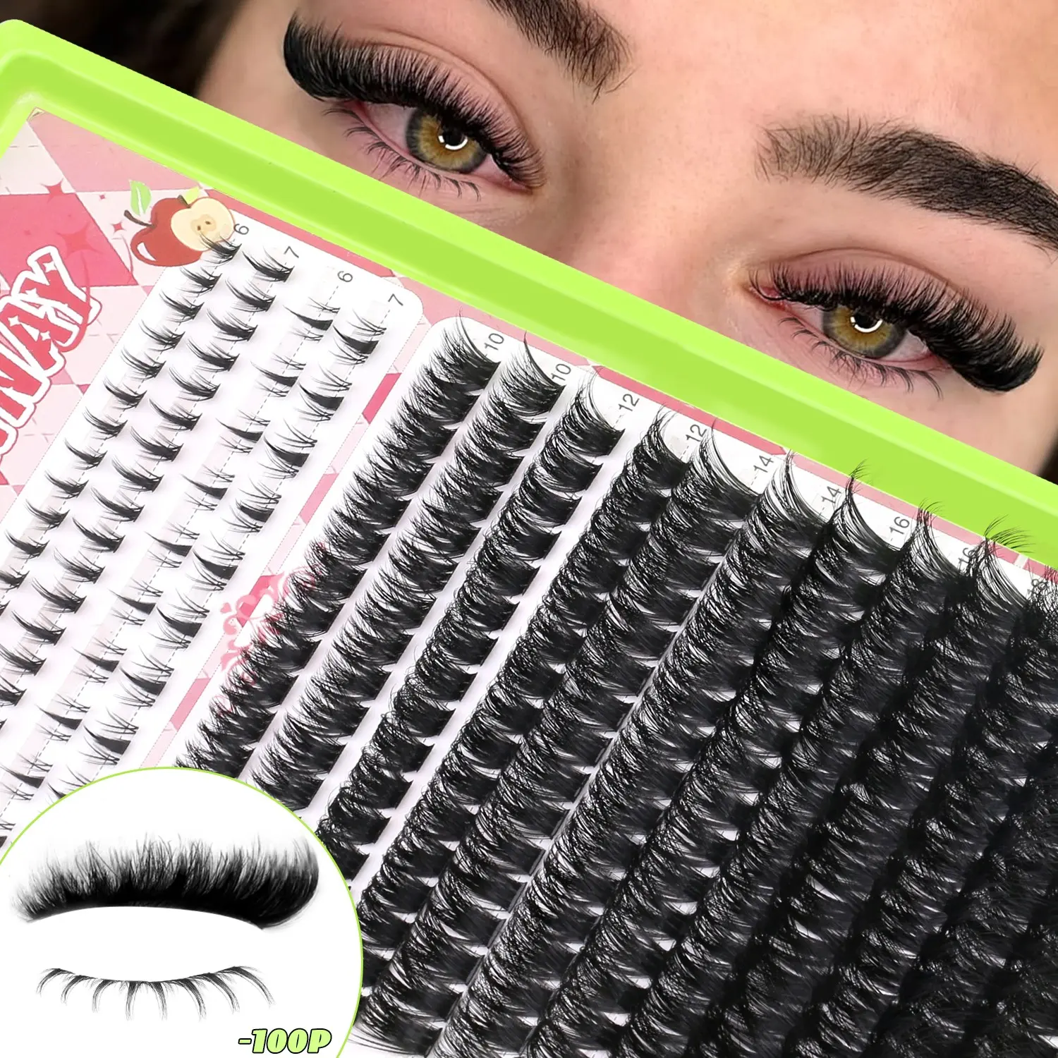 VELTRIAY Cluster Lashes 10-20mm Mix Length Eyelash Clusters Ultra Long Cluster Eyelashes Voluminous 5D Faux Mink Lashes False Lashes Upper And Bottom Individual Lashes, Volume False Eyelashes, Suitable For Date And Party,DIY Lash Extension,Tail Elongated