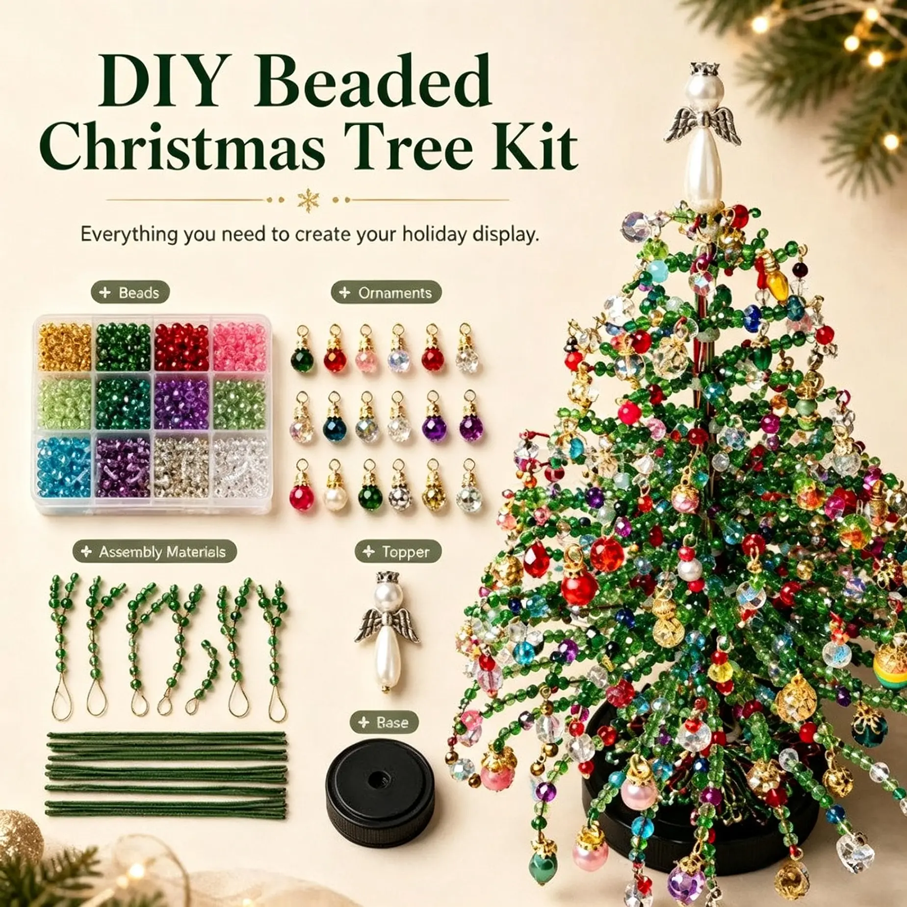 DIY Beaded Christmas Tree Kit Handmade DIY beaded Christmas tree set Perfect For Festivities Gift For Mom