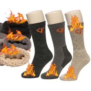 COMFELLO Men’s Thermal Merino Wool Socks | Warm Winter Crew Socks for Hiking, Work & Boots – Black, Ecru & Assorted (6 & 12 Pairs)