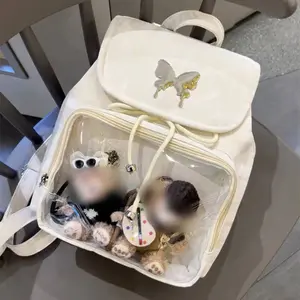 New Y2K Sweet Womens Butterfly Ita Backpacks Cute Girls Transparent Rucksacks Fashion Large Capacity DIY Display Travel Knapsack