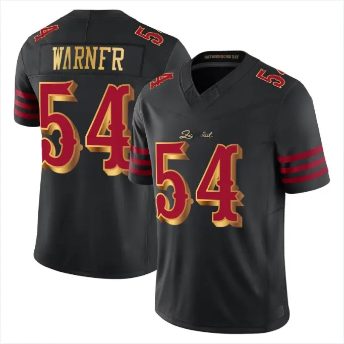 Warner #54 Black Red Gold New Collection Football Jersey Shirt, America Football Jersey, Sport Clothing, Football Uniform, Jersey For Football
