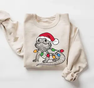 Christmas Bearded Dragon Sweatshirt, Reptile Lover Sweater, Bearded Dragon Santa Shirt, Xmas Lizard Sweatshirt | Beardie Christmas Gift