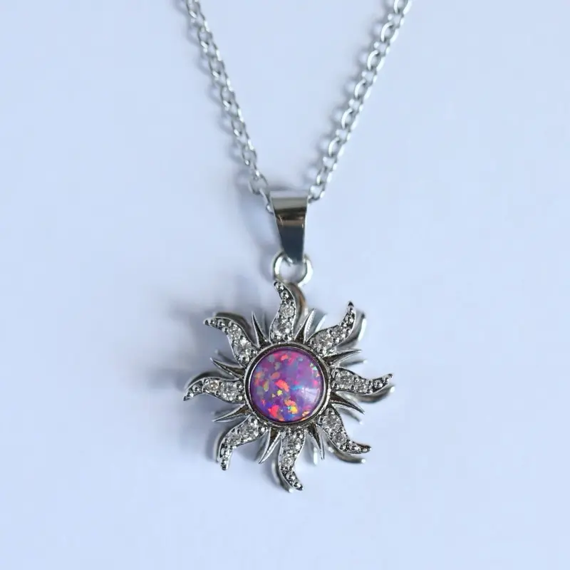 Beautiful Rotating Sunflower Necklace-Gold-Plated.