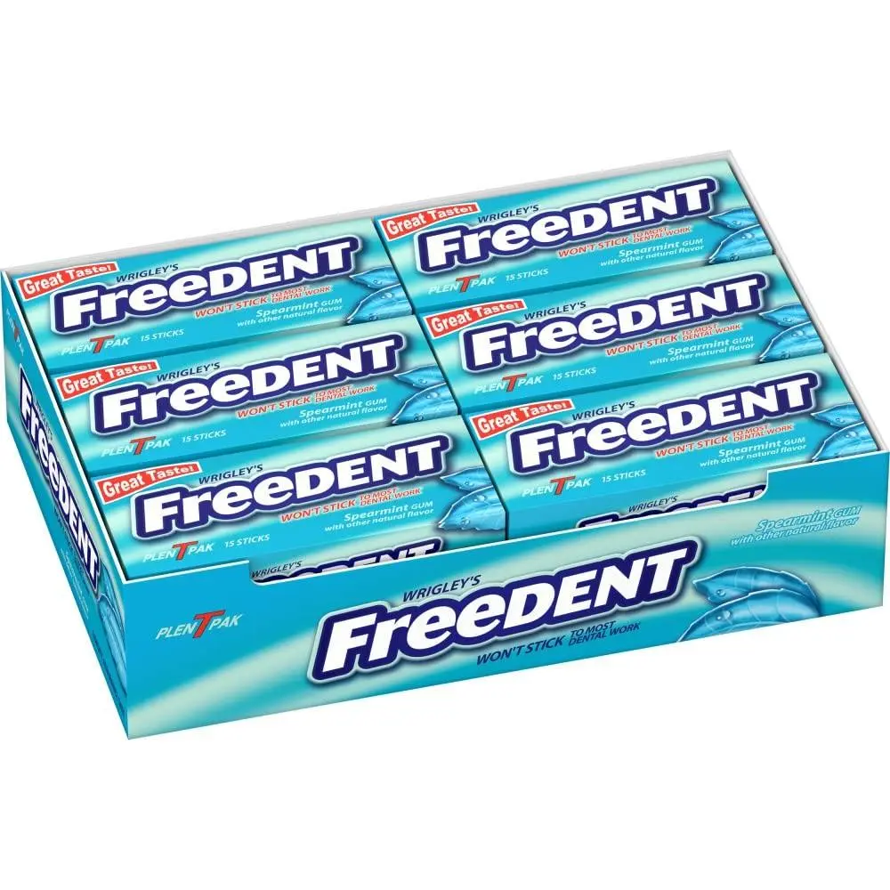 ThayerWRIGLEY'S FREEDENT Spearmint Chewing Gum, Bulk 5 Stick, 12 Pack