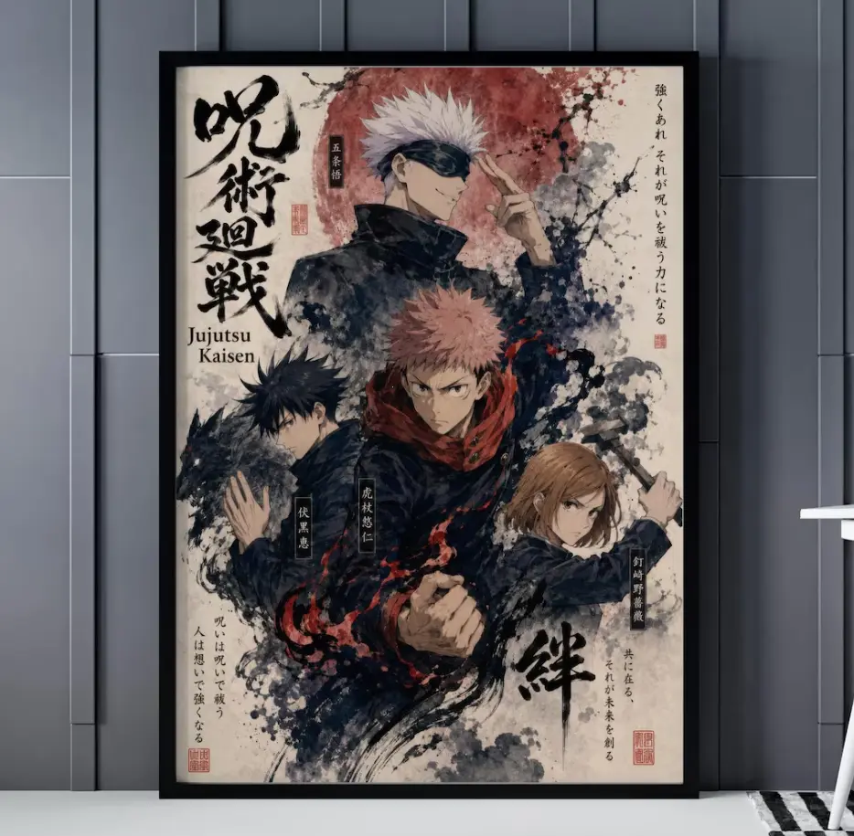 [40% OFF] [UNFRAMED]     Jujutsu Kaisen Wall Art Poster, Anime Manga Wall Decor, Gojo Satoru Yuji Itadori Nobara Megumi Anime Print