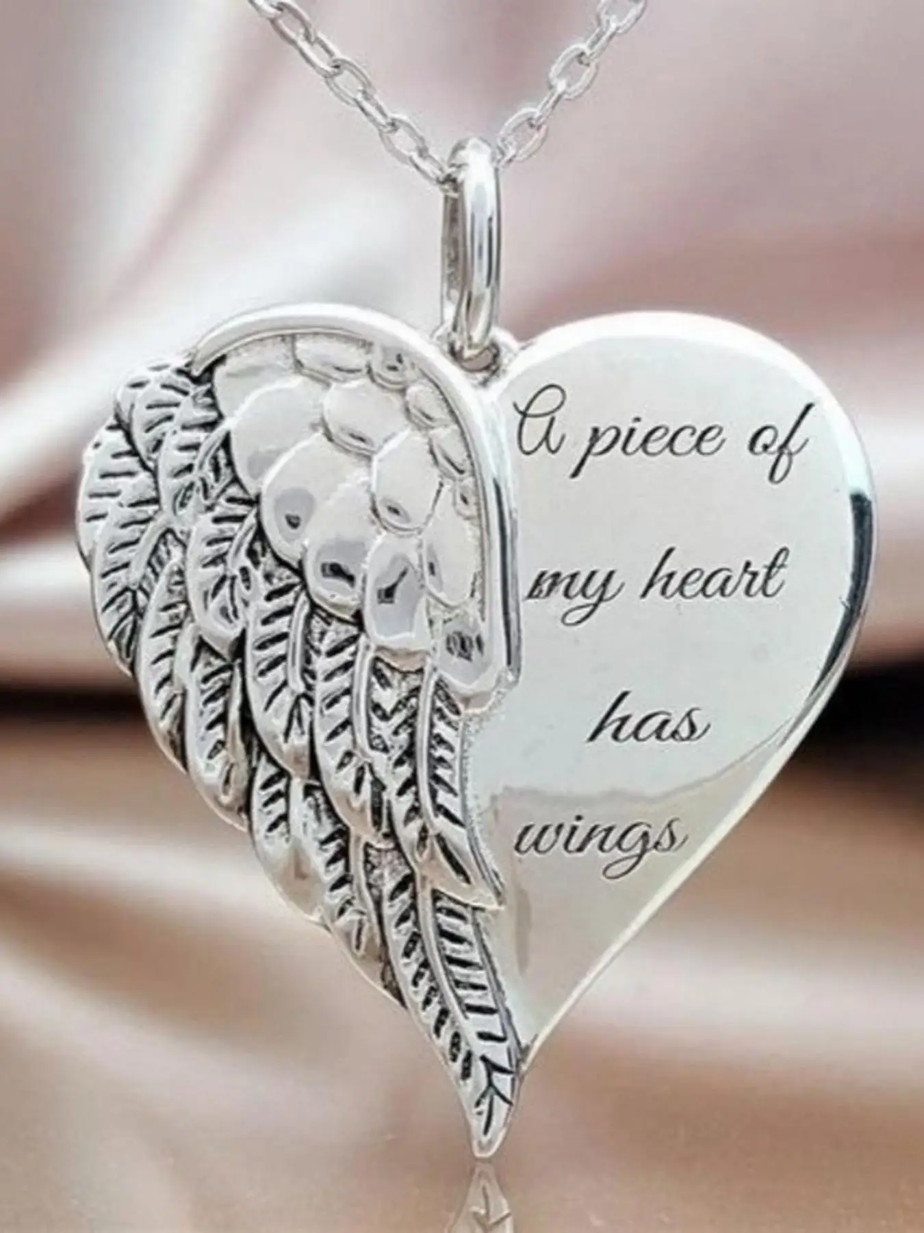 Fashion Letter & Wing Design Pendant Necklace, New Fashion Stainless Steel Charms Jewelry for Daily Wear, Trendy All-match & Exquisite Jewelry for Bir