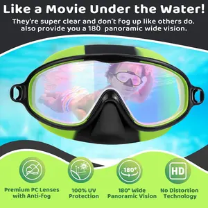 2 Pcs Kids-Swim-Goggles with Nose Cover, Swimming Diving Mask Wide View Anti Fog UV Anti Shattered Lens for Kids 3-6