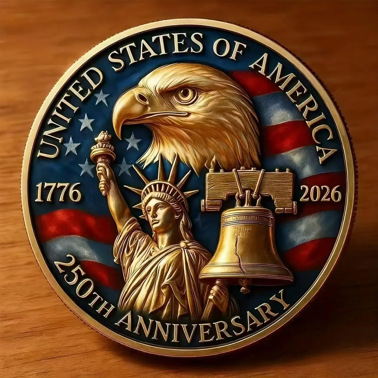 250th Anniversary Reproduction Coin Set (1776–2026), Military Challenge Coins with Capitol Building and Eagle Design, Limited Edition Gift