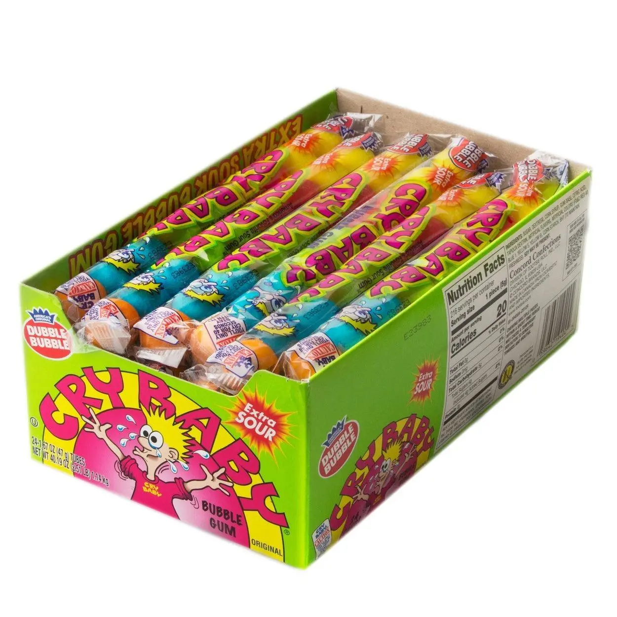 Cry Baby 9-Ball Tube Sour Gum 1.6oz 24 ct