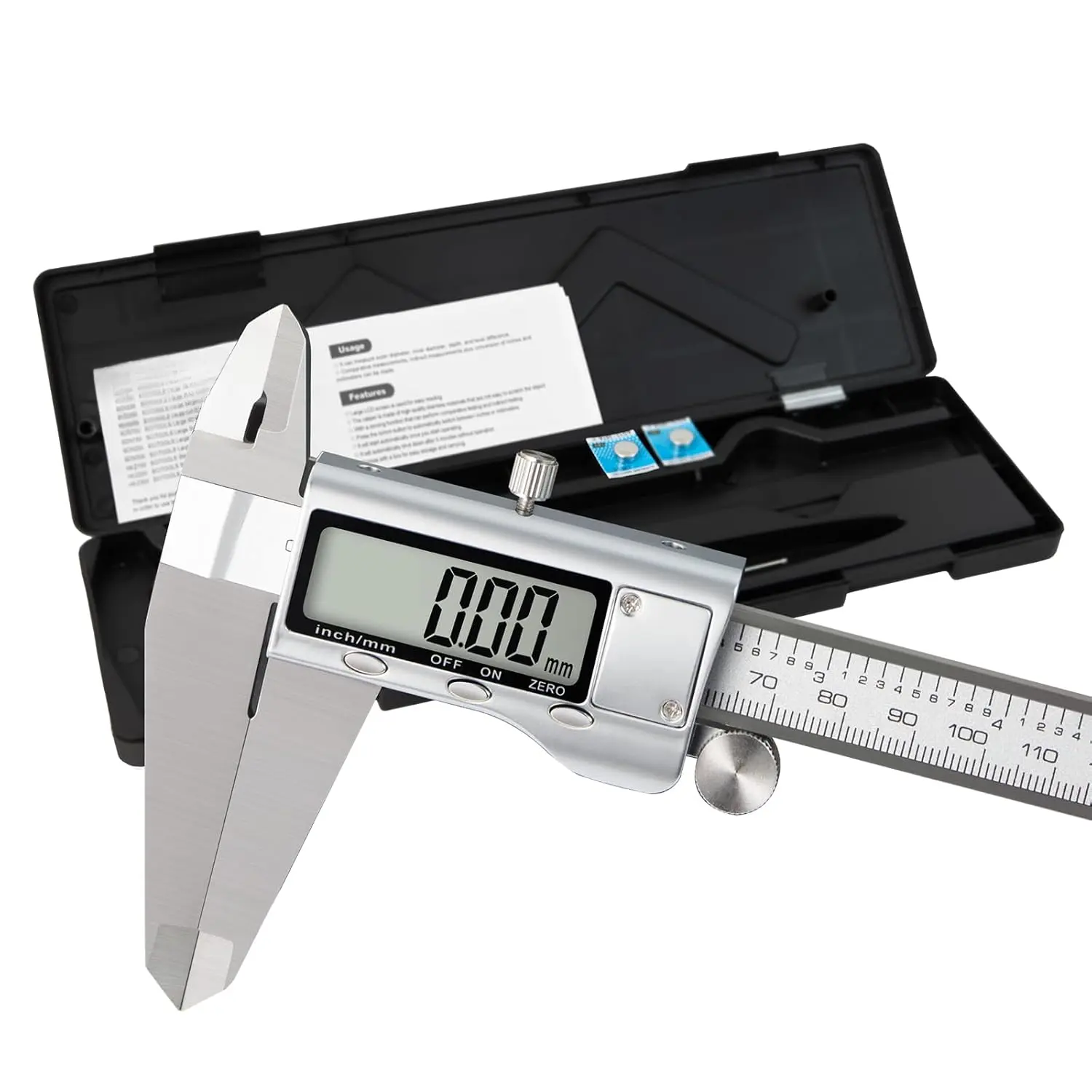 All-Metal Digital Calipers - 0-12in High Accuracy Measuring Tool with Automatically Turns Off, Energy-Saving, Eco-Friendly Features, Inches-MM Interchangeable Micrometer for Carpentry, DIY Use with After-Sales Service, 0-12 Inches
