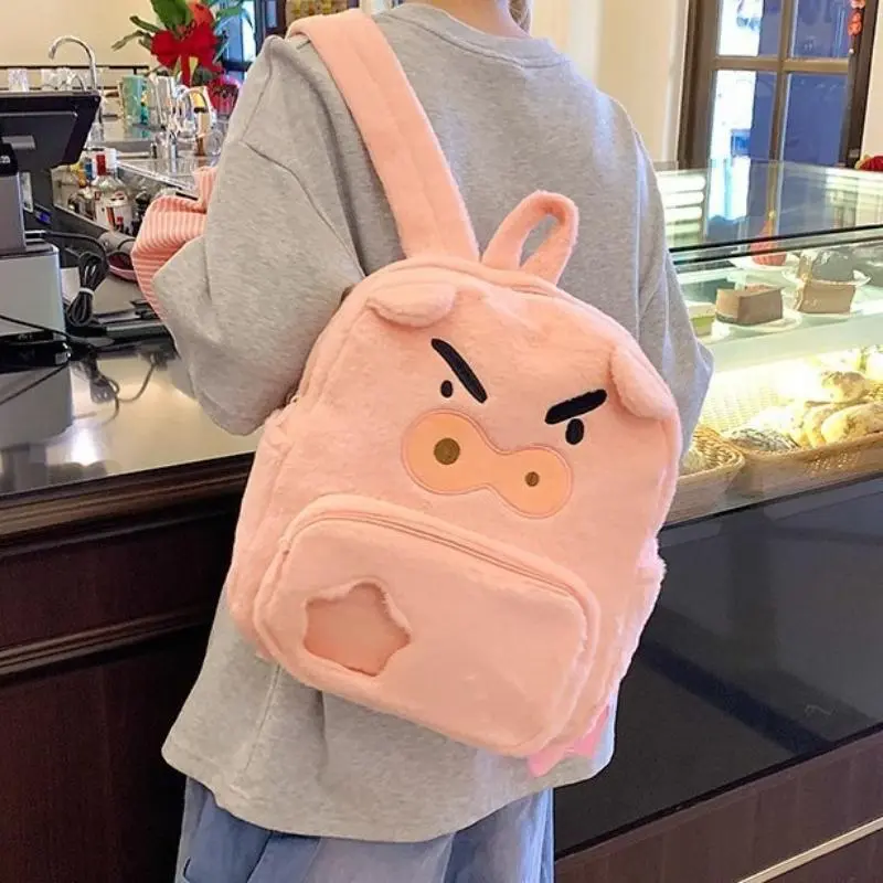 Angry Pink Pig Plush Backpack Large-capacity Backpack High-appearance-level Cartoon Bag A Versatile Schoolbag for Students
