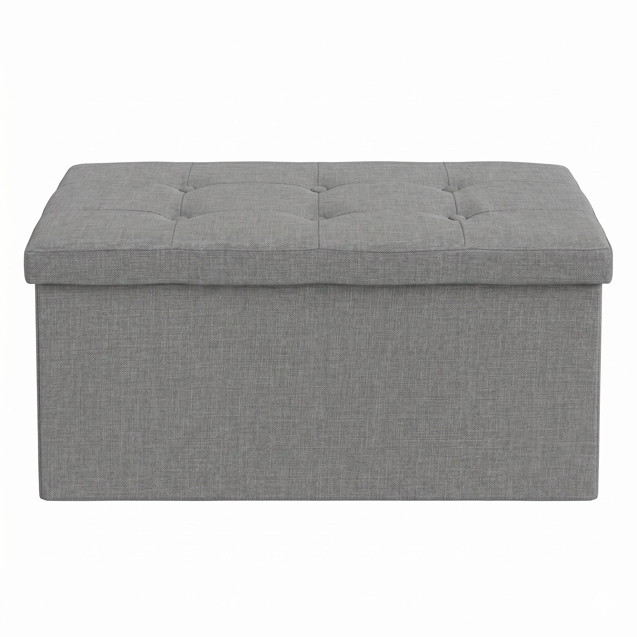 Favorer Florence 30" Tufted Upholstered Folding Storage Ottoman Bench - Indoor Furniture Footstool, Room Decor, Living Room Decor, Household Items, Apartment Stuff, Organizer Storage Solution, House Decor