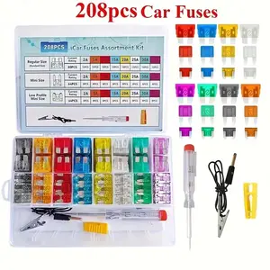 208pcs Car Fuse Assortment Kit, Replacement for Car/ RV/ Truck/ Motorcycle (2A-35A), Blade Fuse Inserts Suitable for All Models