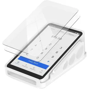 Protective Hard Case and Screen Protector for Square Terminal, Anti-Slip Grip Design, Anti-Scratch Tempered Glass Screen Protector(White)