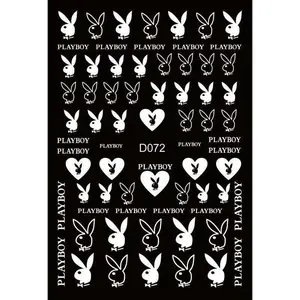 White Nail Sticker Playboy D072 - Original Design for Nail Care and Styling