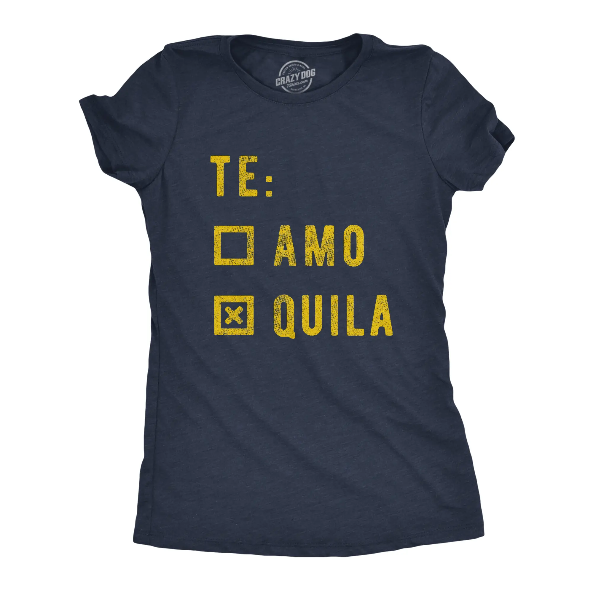 Womens Te amo Tequila T Shirt Funny Taco Tuesday Margarita Graphic Tee Funny Womens T Shirts Cute Vintage Fashion Casual Ladies T-Shirt Gift Cinco De Mayo Tops for Women Funny Drinking Top Women's Novelty Tees Navy