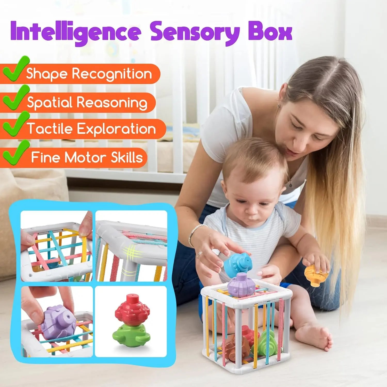 String Teethers Montessori Baby Toys 4 in 1 Pull String Set - TikTok Shop