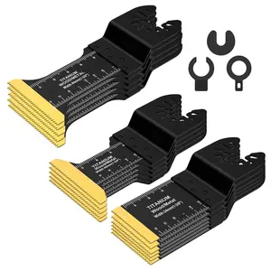 16pcs Titanium Oscillating Tool Blade Cuts Metal and Wood, Sharp and Durable Multitool Blades, Replaceable Blades, Multi Tool Blades Kits, Oscillating Saw Blades Fit Dewalt Milwaukee Ryobi Makita